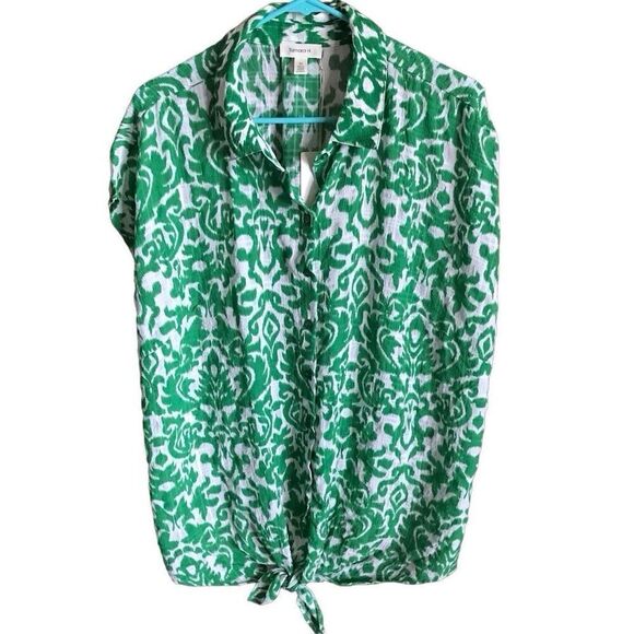 Tamara H. blouse Top green plus SZ 2X New with tags buttons ties New with tags - Picture 1 of 4
